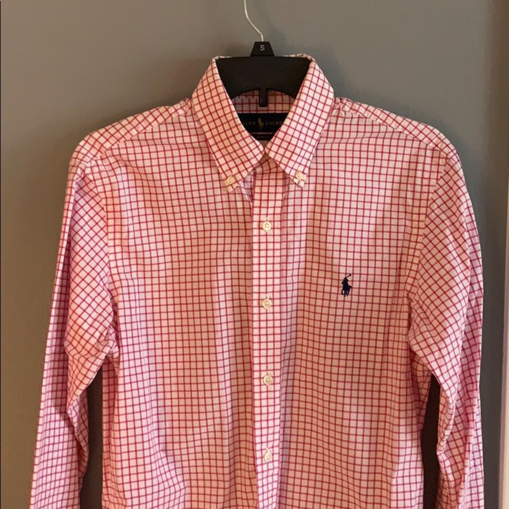 Pink/White Checkered Slim Fit Button-Down Shirt